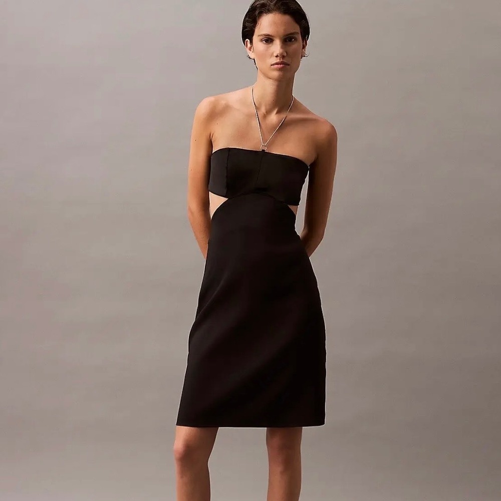 Calvin Klein Jeans Womens Black Strapless Cutout Open Back Mini Dress Size M
